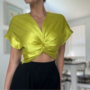 NWT House of Harlow 1960 Satin Surplice Ruched Crop Top - Size M